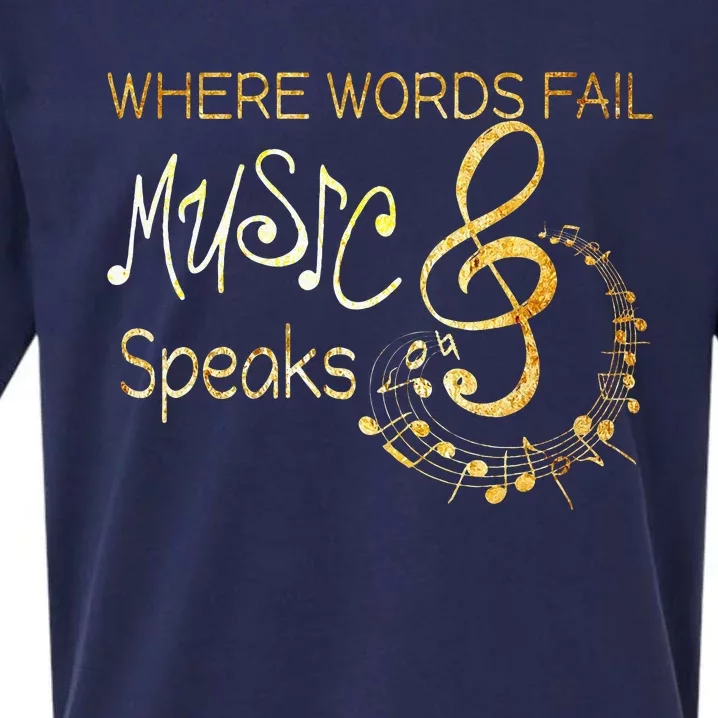 Where Words Fail Music Speaks Musical Music Notes Sueded Cloud Jersey T-Shirt