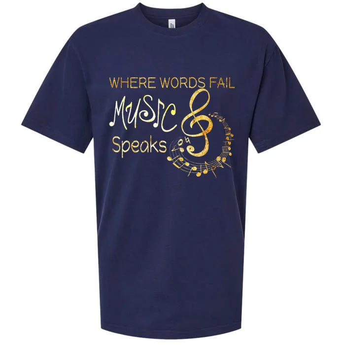 Where Words Fail Music Speaks Musical Music Notes Sueded Cloud Jersey T-Shirt