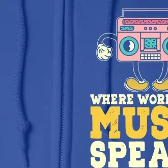 Where Words Fail Music Speaks Cute Gift Musical Music Notes Musician Gift Full Zip Hoodie