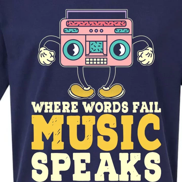 Where Words Fail Music Speaks Cute Gift Musical Music Notes Musician Gift Sueded Cloud Jersey T-Shirt