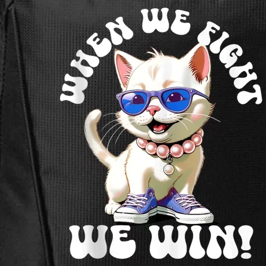 When We Fight We Win Kamala Harris Cat Lady Boho City Backpack