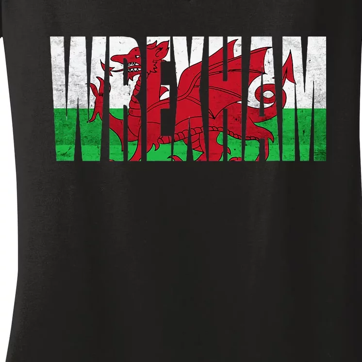 W.R.E.X.H.A.M Wales Flag Welsh Dragon Gifts Apparel Merch Souvenir Women's V-Neck T-Shirt