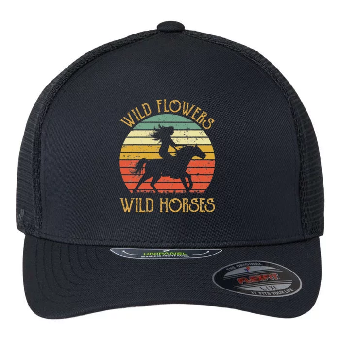 Wild West Flowers Wild Horses Western Cowgirl Country Music Flexfit Unipanel Trucker Cap