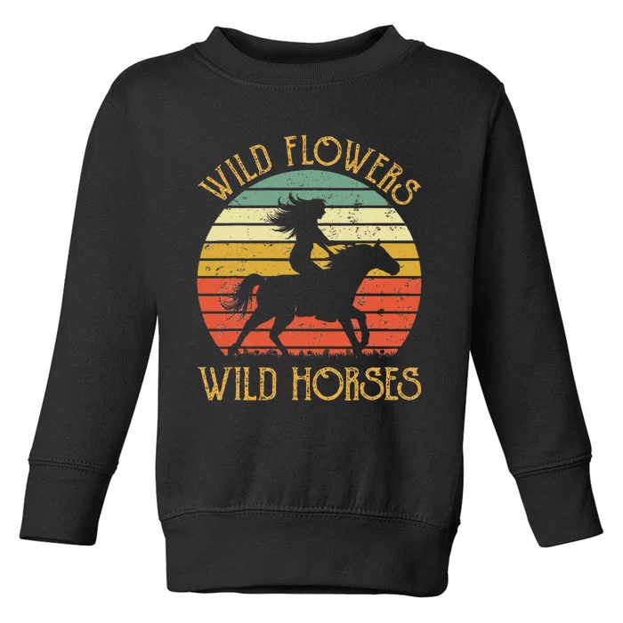 Wild West Flowers Wild Horses Western Cowgirl Country Music Toddler Sweatshirt