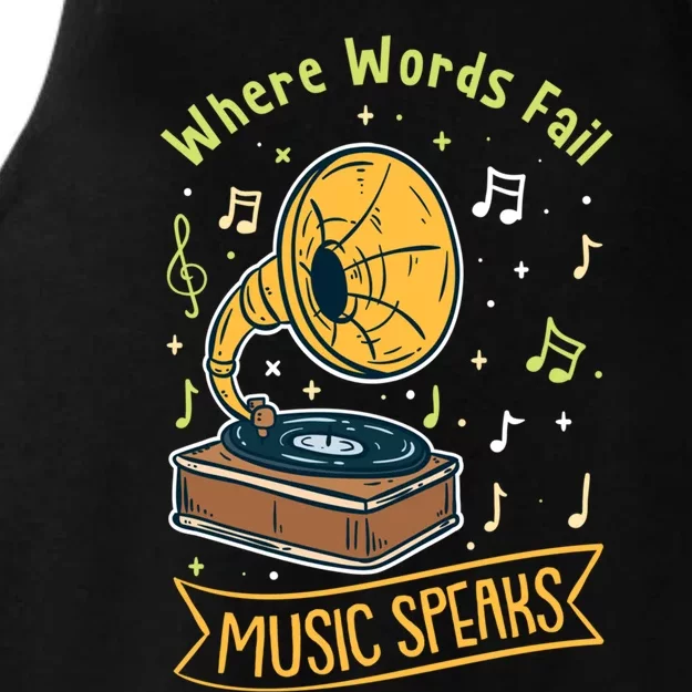 Where Words Fail Music Speaks L Music Teacher Student Meaningful Gift Ladies Tri-Blend Wicking Tank