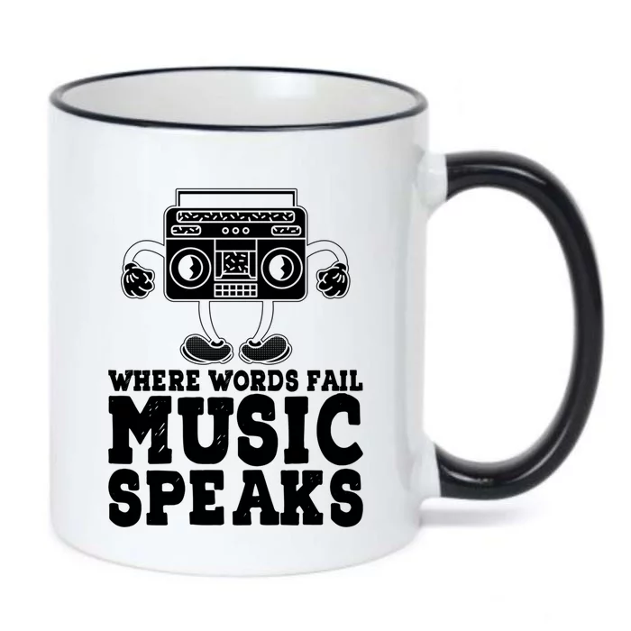 Where Words Fail Music Speaks Gift Musical Music Notes Musician Gift Black Color Changing Mug