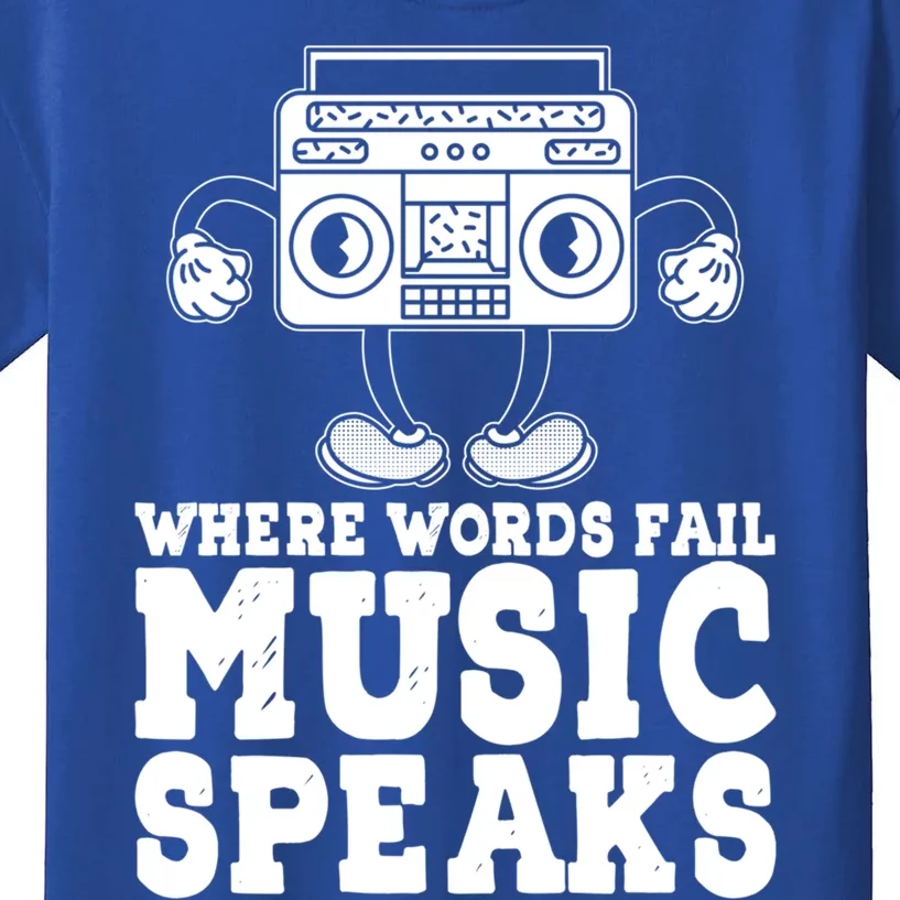 Where Words Fail Music Speaks Gift Musical Music Notes Musician Gift Kids T-Shirt