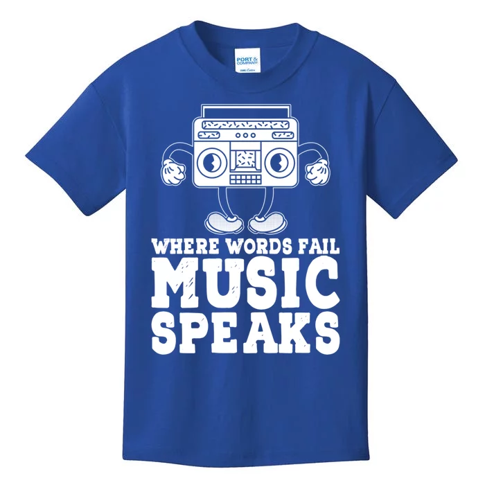 Where Words Fail Music Speaks Gift Musical Music Notes Musician Gift Kids T-Shirt