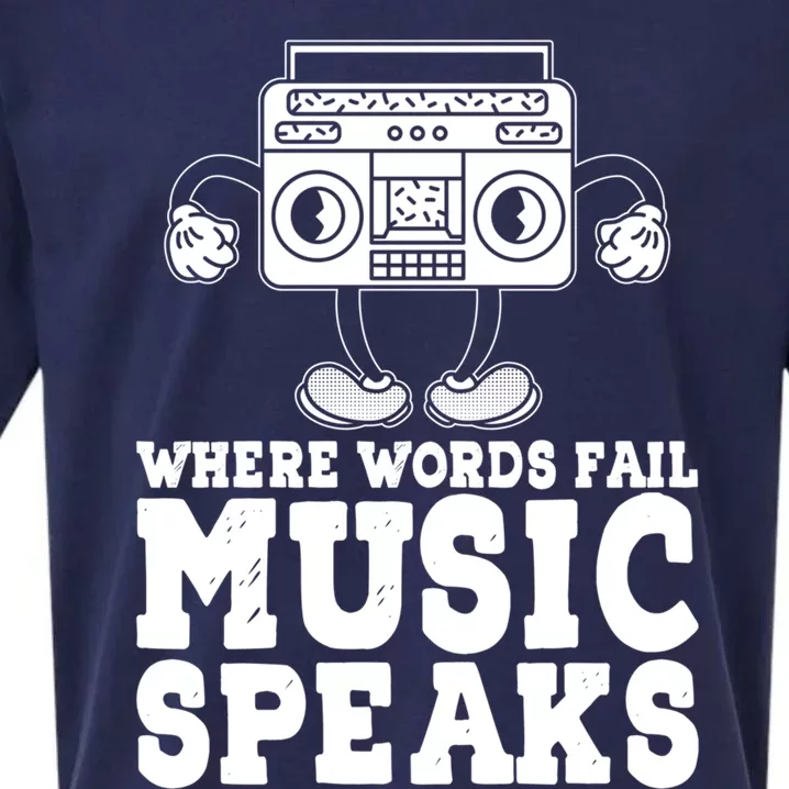 Where Words Fail Music Speaks Gift Musical Music Notes Musician Gift Sueded Cloud Jersey T-Shirt