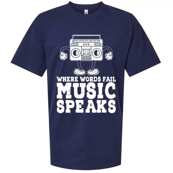 Where Words Fail Music Speaks Gift Musical Music Notes Musician Gift Sueded Cloud Jersey T-Shirt