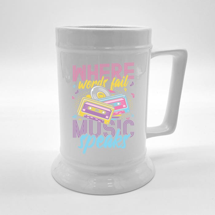 Where Words Fail Music Speaks Music Lover Gift Front & Back Beer Stein