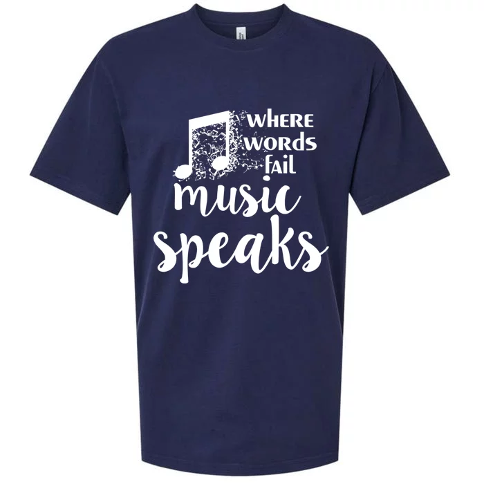 Where Words Fail Music Speaks Musician Teacher Design Gift Sueded Cloud Jersey T-Shirt