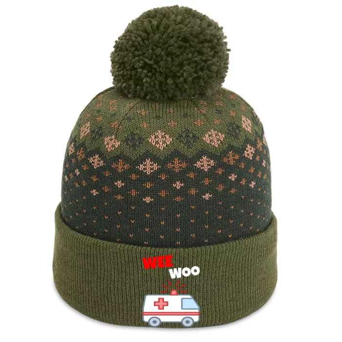 Wee Woo Funny Ambulance Emr Ems Paramedic First Responder Gift The Baniff Cuffed Pom Beanie