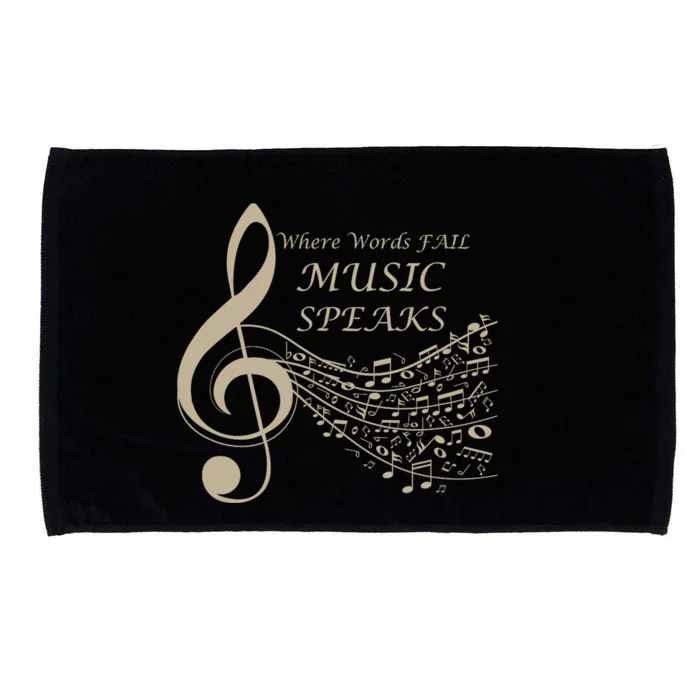 Where Words Fail Music Speaks Musical Music Notes Microfiber Hand Towel