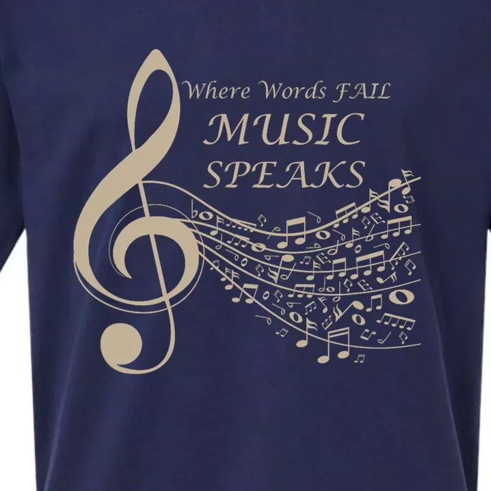 Where Words Fail Music Speaks Musical Music Notes Sueded Cloud Jersey T-Shirt