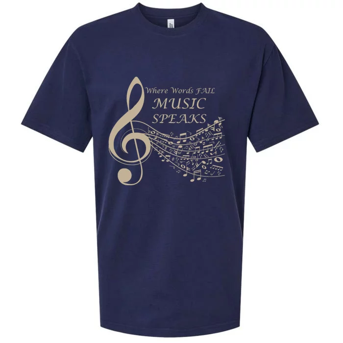 Where Words Fail Music Speaks Musical Music Notes Sueded Cloud Jersey T-Shirt