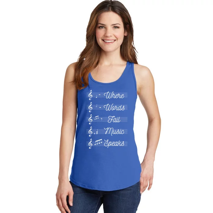 Where Words Fail Music Speaks Teach Teaching Teacher Gift Ladies Essential Tank