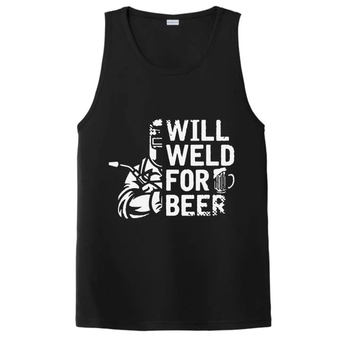 Will Weld For Beer Funny Saying Welding Welde Performance Tank