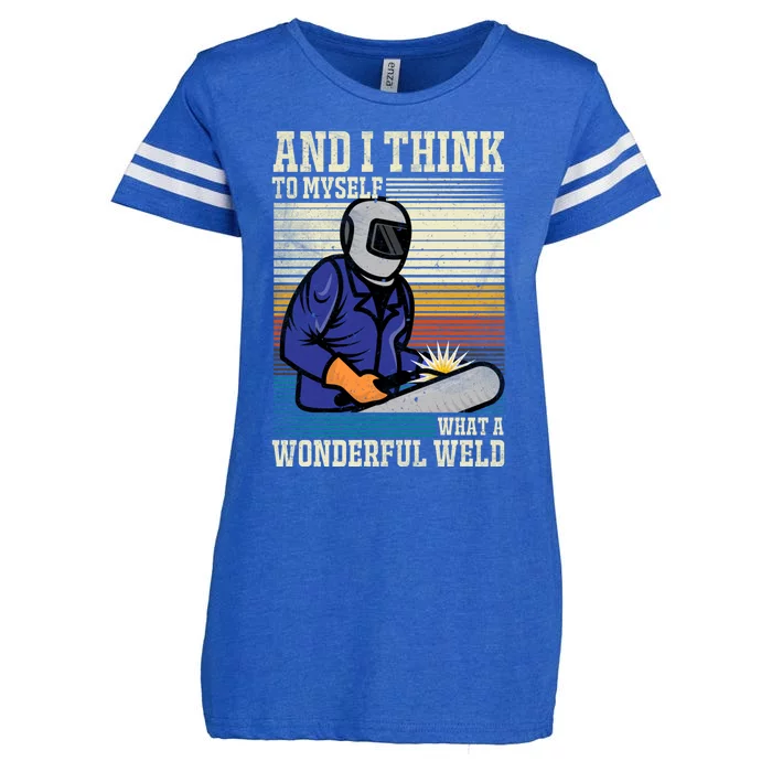 Welders Welding Funny Welding What A Wonderful Weld Gift Enza Ladies Jersey Football T-Shirt