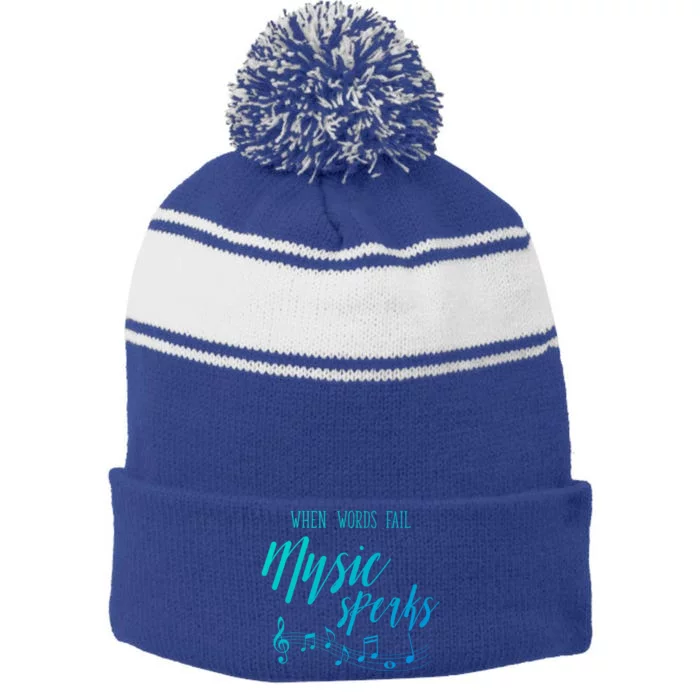 When Words Fail Music Speaks Cute Gift Stripe Pom Pom Beanie