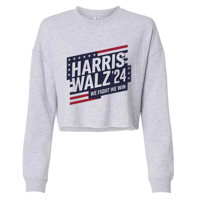 When We Fight We Win Harris Walz Future Together Meaningful Gift Cropped Pullover Crew