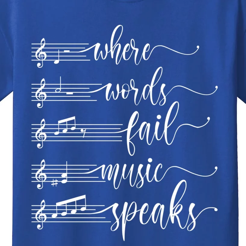 Where Words Fail Music Speaks Music Teacher Gift Kids T-Shirt