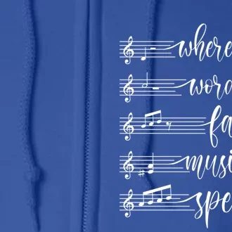 Where Words Fail Music Speaks Music Teacher Gift Full Zip Hoodie