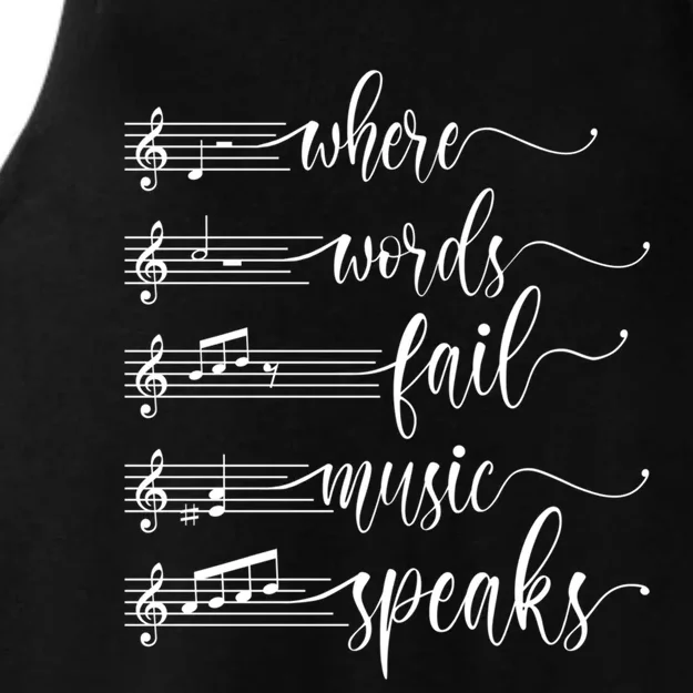 Where Words Fail Music Speaks Music Teacher Great Gift Ladies Tri-Blend Wicking Tank