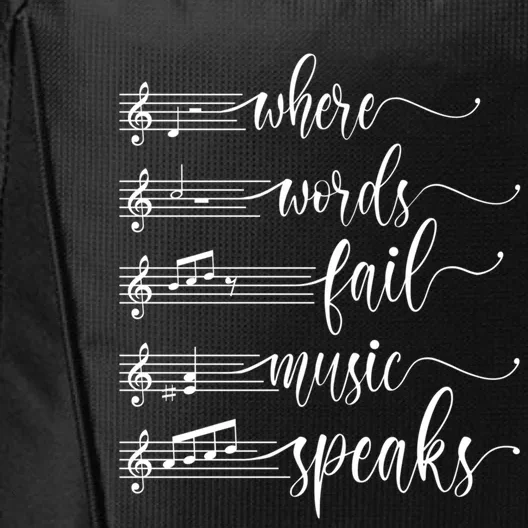 Where Words Fail Music Speaks Music Teacher Great Gift City Backpack