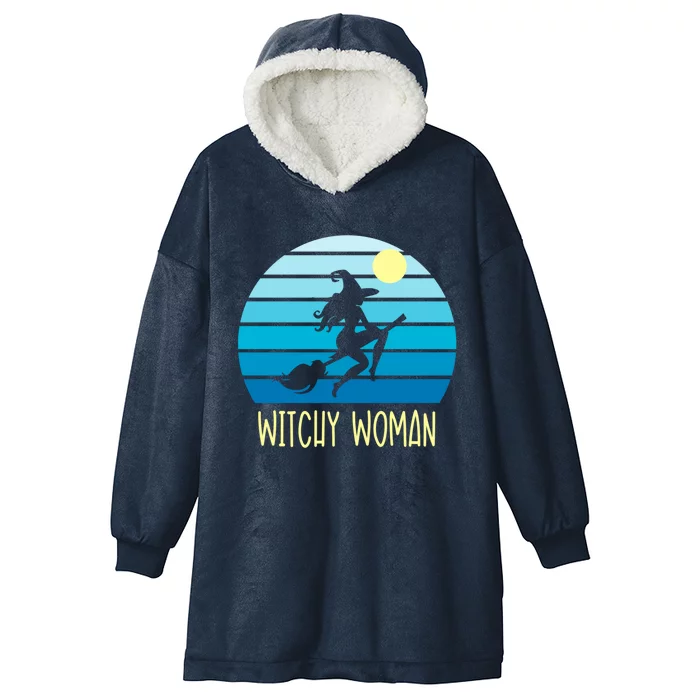 Witch Witchy Funny Gift Hooded Wearable Blanket