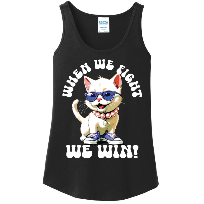 When We Fight We Win Kamala Harris Cat Lady Boho Women Ladies Essential Tank