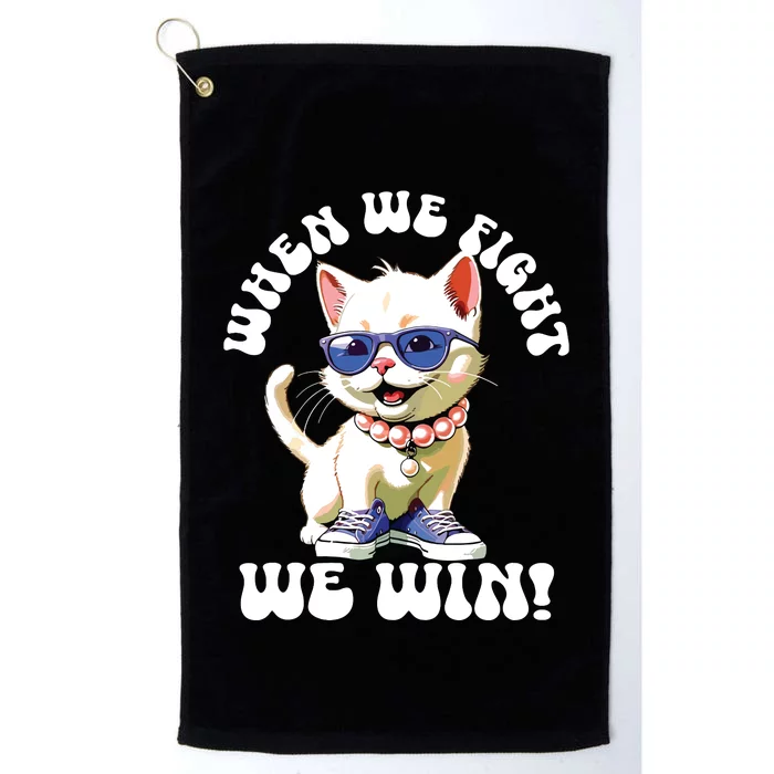 When We Fight We Win Kamala Harris Cat Lady Boho Women Platinum Collection Golf Towel