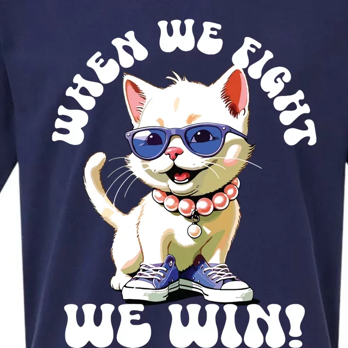 When We Fight We Win Kamala Harris Cat Lady Boho Women Sueded Cloud Jersey T-Shirt