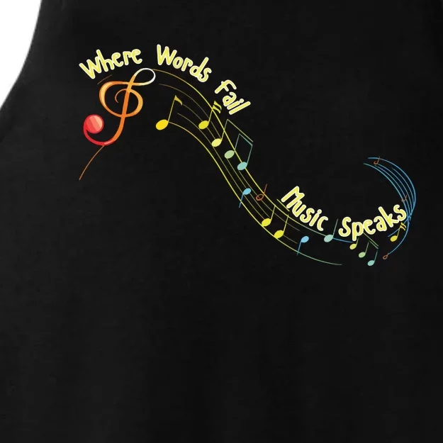 Where Words Fail Music Speaks Musician Band Retro Graphic Ladies Tri-Blend Wicking Tank