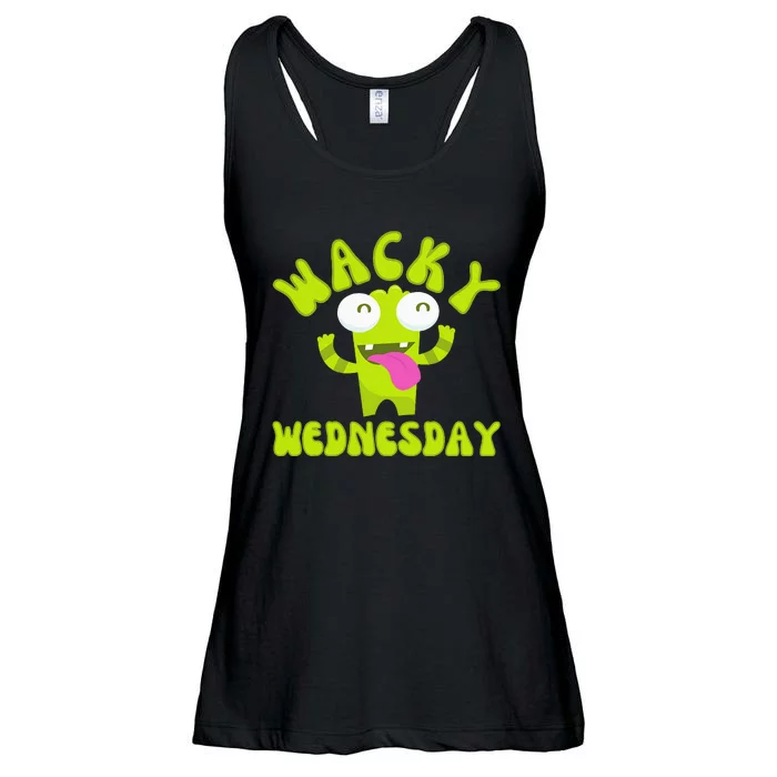 Wacky Wednesday Funny Green Ogre Mismatch Ladies Essential Flowy Tank