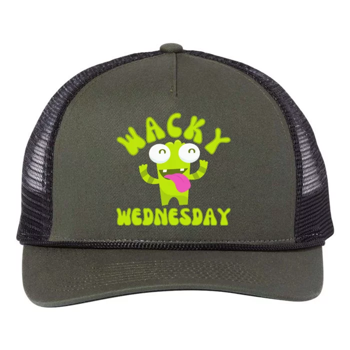 Wacky Wednesday Funny Green Ogre Mismatch Retro Rope Trucker Hat Cap