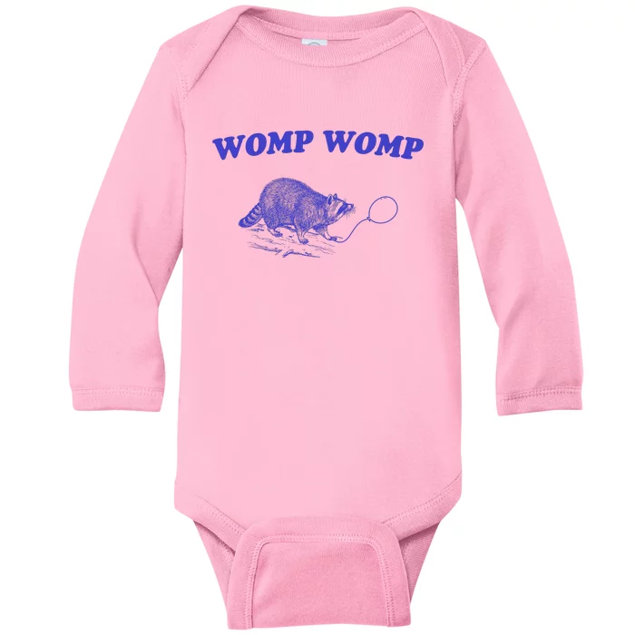 Womp Womp Funny Retro Raccoon Baby Long Sleeve Bodysuit