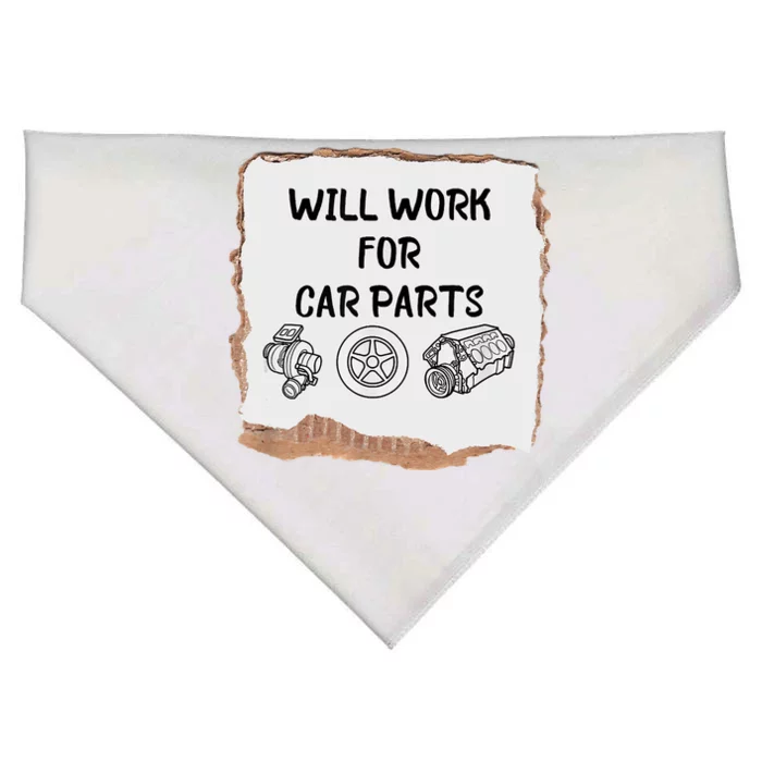 Will Work For Car Parts Car Enthusiast Muscle Car USA-Made Doggie Bandana