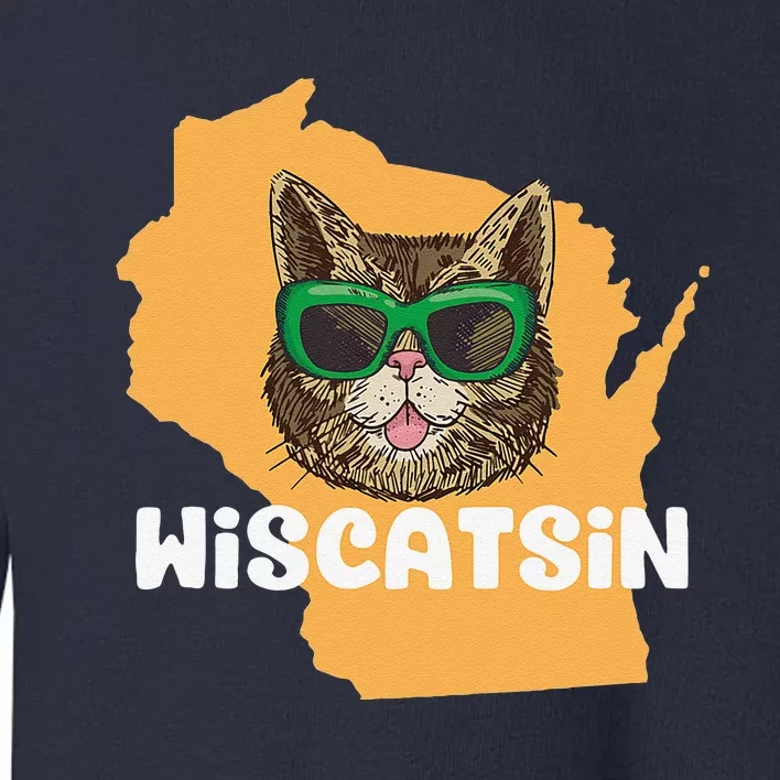 Wiscatsin (Wisconsin) Funny City State Cat Pun Toddler Sweatshirt