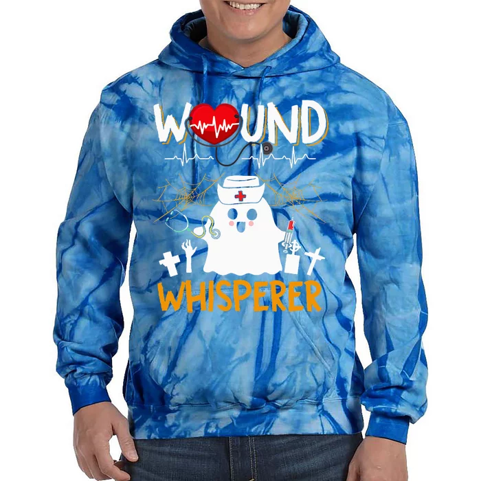 Wound Whisperer Funny Halloween Cute Ghost Nurse Tie Dye Hoodie