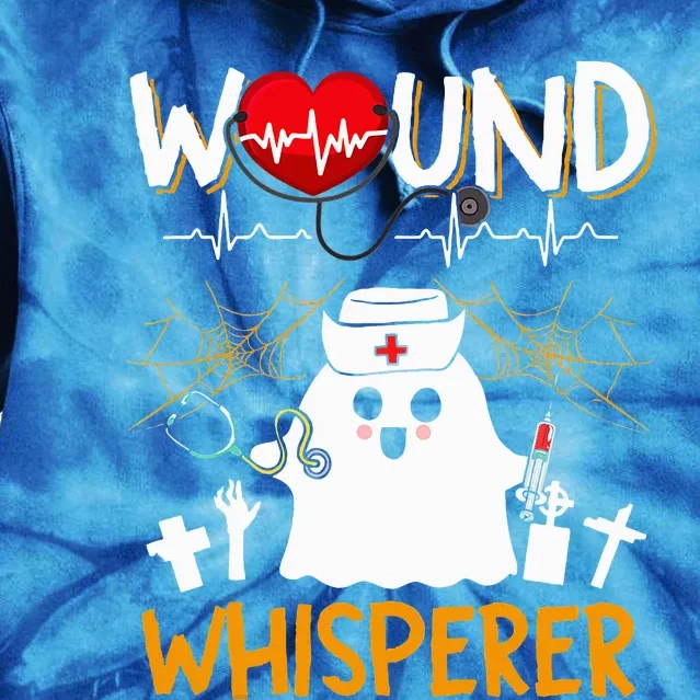 Wound Whisperer Funny Halloween Cute Ghost Nurse Tie Dye Hoodie