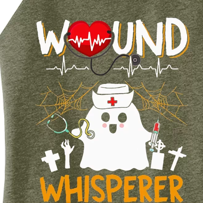 Wound Whisperer Funny Halloween Cute Ghost Nurse Women’s Perfect Tri Rocker Tank