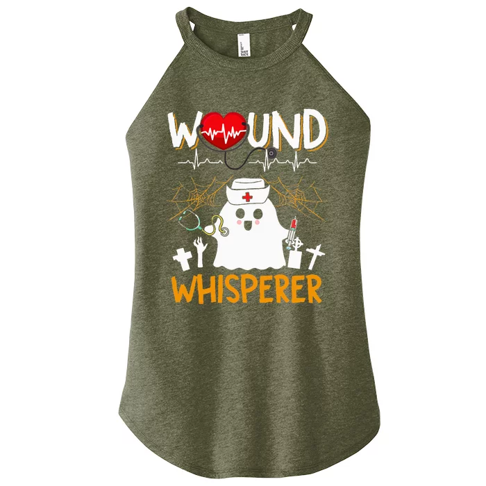 Wound Whisperer Funny Halloween Cute Ghost Nurse Women’s Perfect Tri Rocker Tank