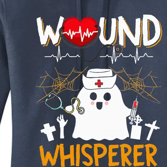 Wound Whisperer Funny Halloween Cute Ghost Nurse Women's Pullover Hoodie