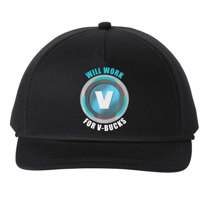 Will Work For VBucks V Bucks PREMIUM Snapback Five-Panel Rope Hat