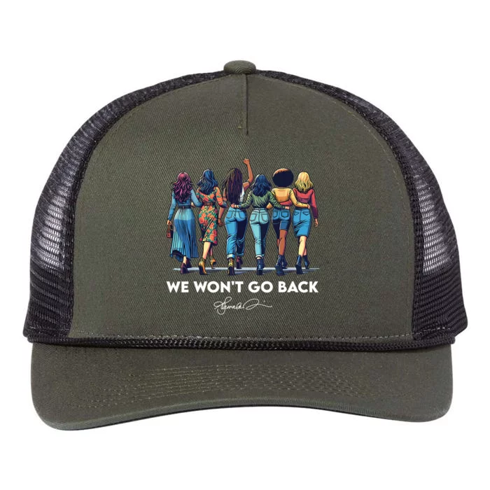 We WonT Go Back Harris Walz 2024 Kamala Harris Retro Rope Trucker Hat Cap