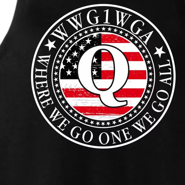 WWG1WGA Qanon Flag Emblem Ladies Tri-Blend Wicking Tank