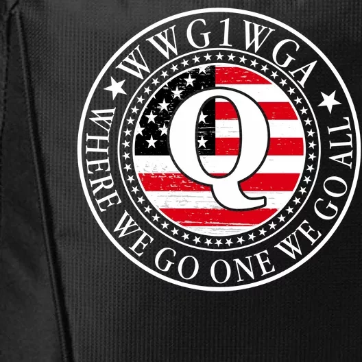 WWG1WGA Qanon Flag Emblem City Backpack