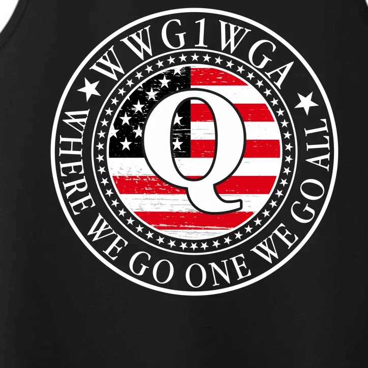 WWG1WGA Qanon Flag Emblem Performance Tank