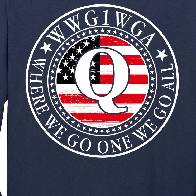 WWG1WGA Qanon Flag Emblem Tall Long Sleeve T-Shirt